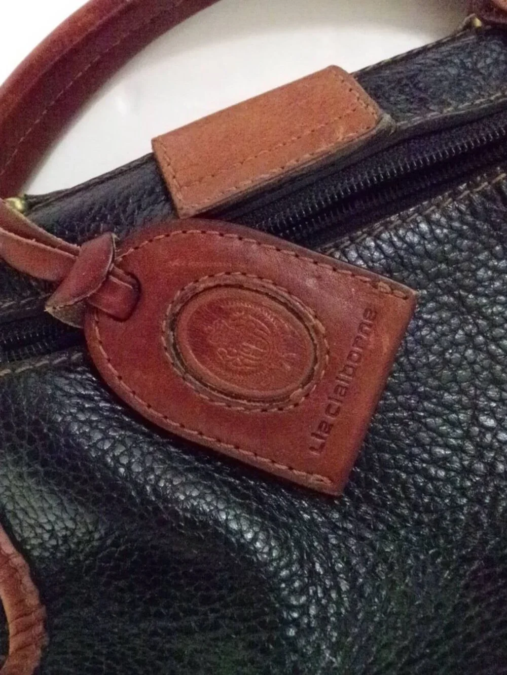Vintage Liz Claiborne Top Handle Leather Handbag Satchel